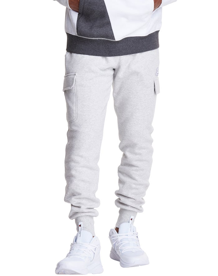 Champion Herre Joggingbukser Hvide - Classic Fleece Cargo - Danmark XHP-821459